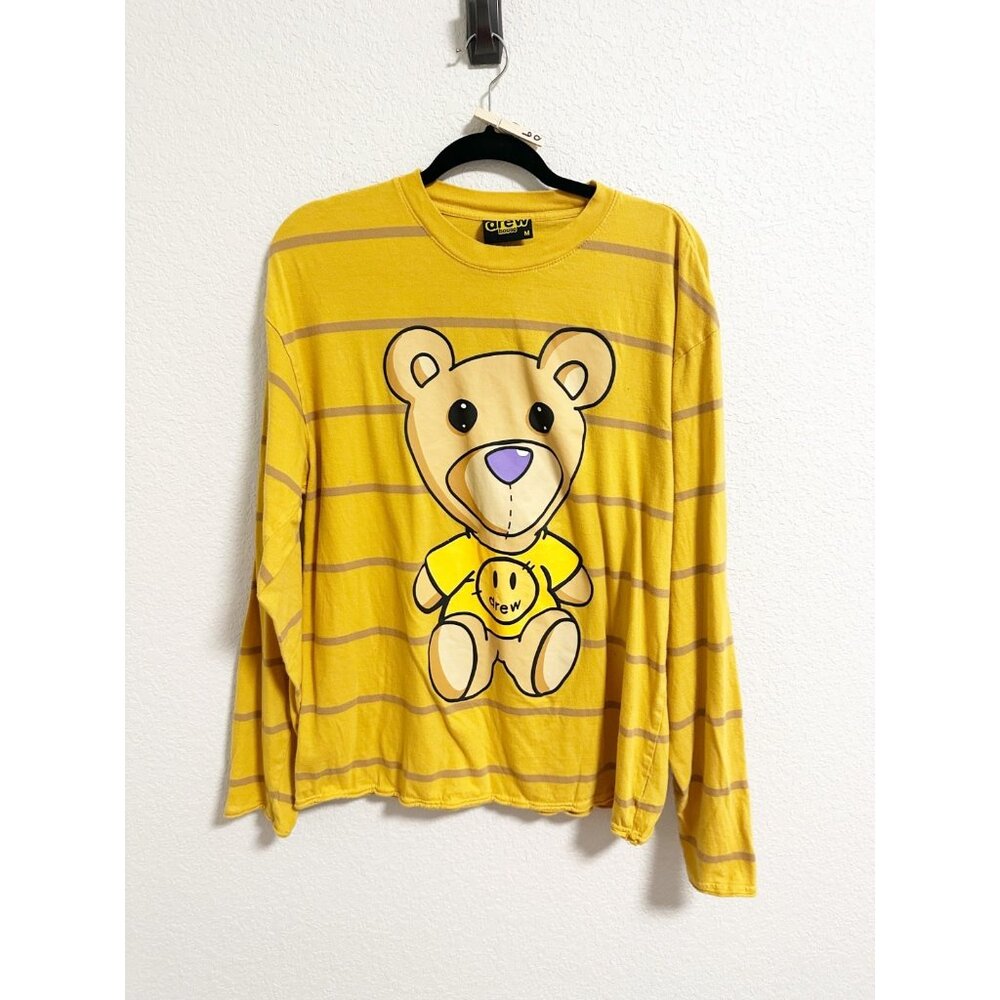 Drew House Justin Bieber Teddy Bear Long Sleeve Shirt‎ Yellow Striped Medium